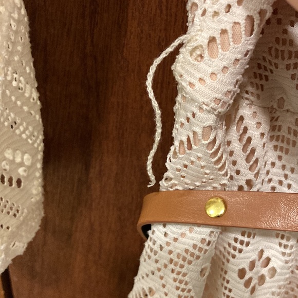 Lily Rose Crochet Dress with Pink Slip Summer Boho Cowgirl Women’s Medium w/Belt - Picture 6 of 7